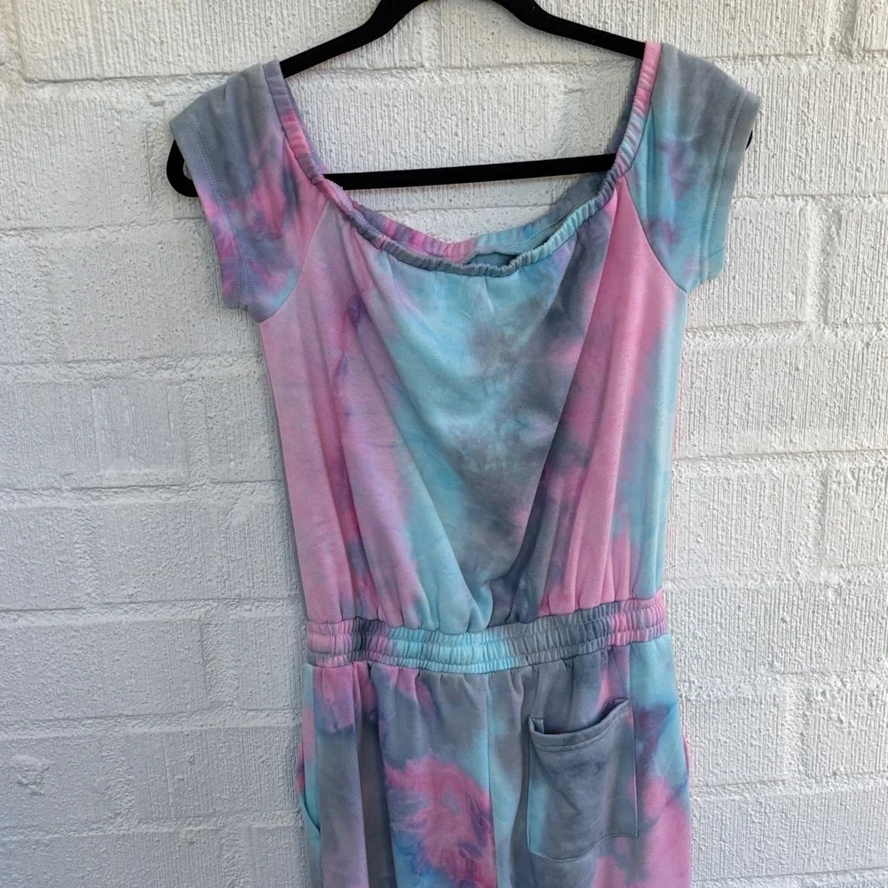 Fate Bubble Gum Colorful Tie-Dye Pastel Jumpsuit sz S
